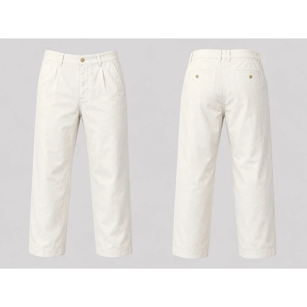 Polo Ralph Lauren Trousers Mens 31x32  WHITE Vintage Pleated Cotton Cuffed Pants